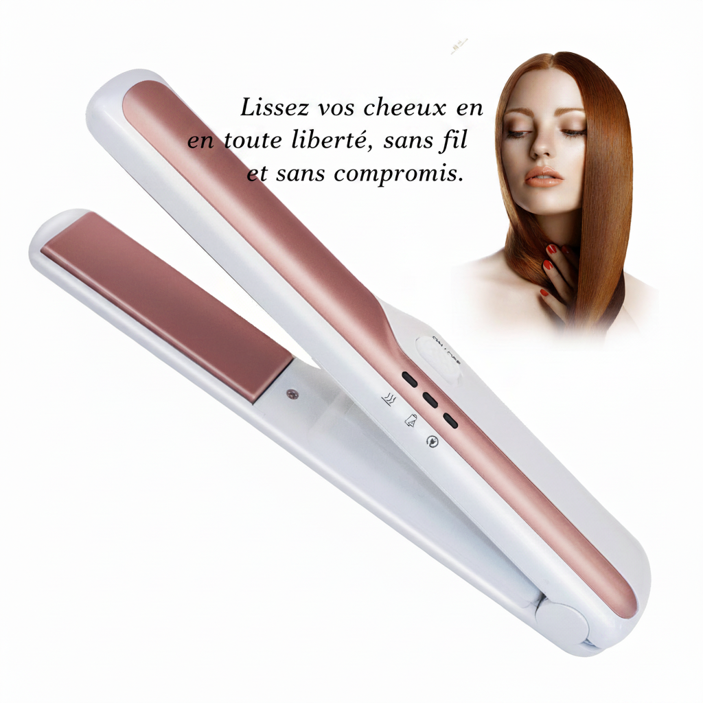 Lisseur blanc rose gold avec phrase